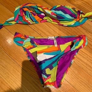 Trina Turk colorful bikini top + bottom (M)